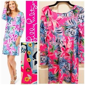 NWOT-Lilly Pulitzer Kaisley Dual Neck Dress MEDIUM in Pretty In Pink Cockatoo
